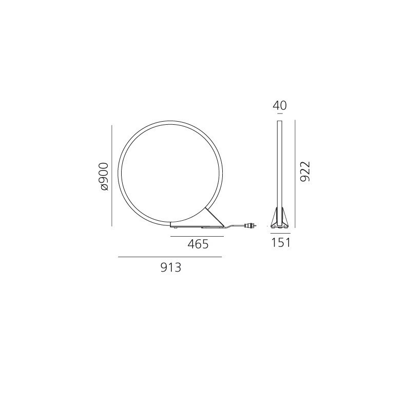 Specification image for Artemide "O" Indoor LED Floor Lamp App Compatible