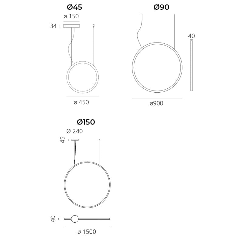 Specification Image for Artemide O LED Suspension Light Specification Image for Artemide O LED Suspension Light