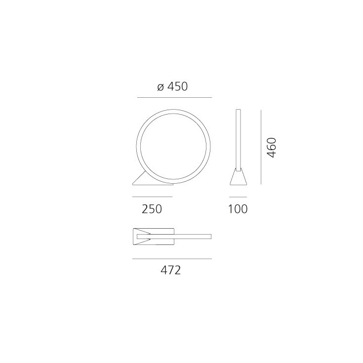 Specification image for Artemide "O" LED Floor/Wall/Ceiling Light