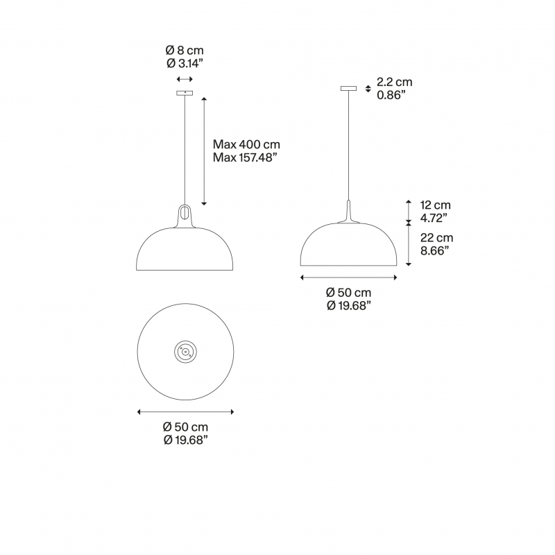 Specification image for Lodes JIM Dome Pendant