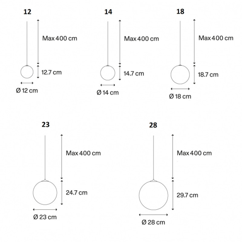 Specification Image for Lodes Random Solo LED Pendant