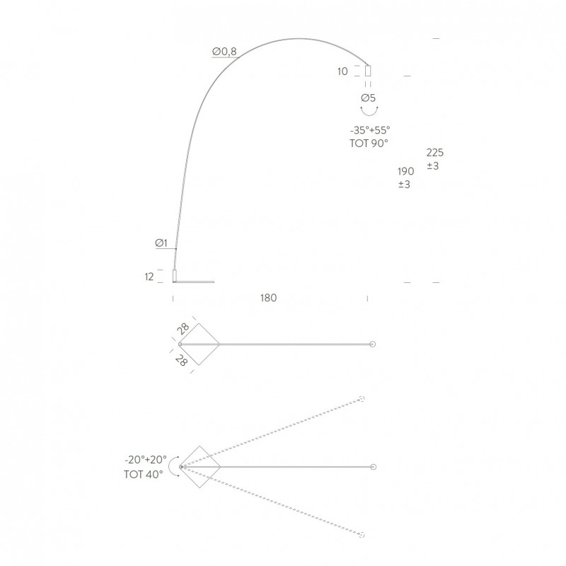 Specification image for Nemo Lighting Fox LED Floor Lamp