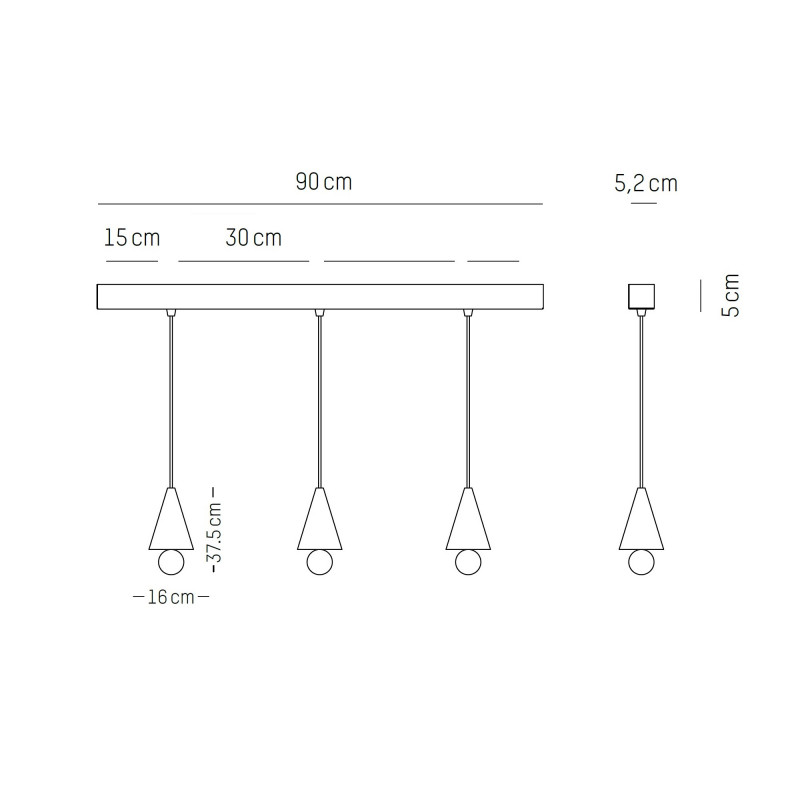 Specification image for Petite Friture Cherry LED Linear Pendant