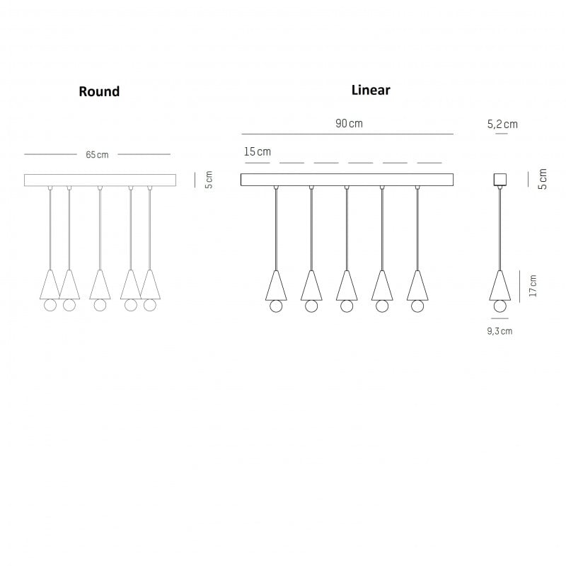 Specification image for Petite Friture Cherry LED Multiple Cluster Pendant