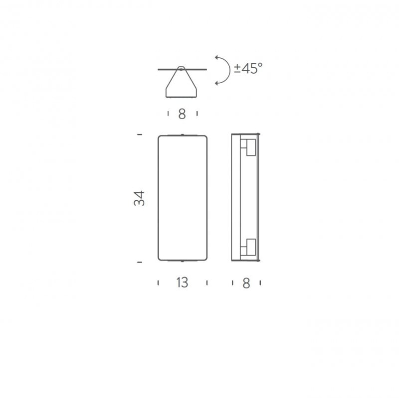 Specification image for Nemo Lighting Applique à Volet Pivotant Double Wall Light