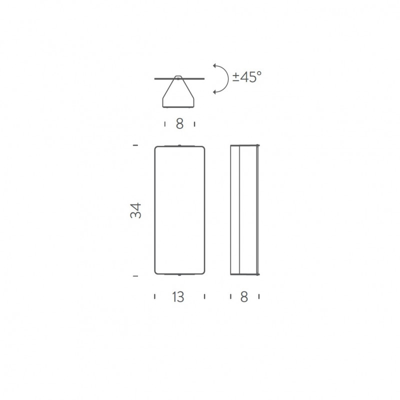 Specification image for Nemo Lighting Applique à Volet Pivotant Double LED Wall Light