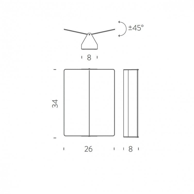 Specification image for Nemo Lighting Applique à Volet Pivotant Plié LED Wall Light