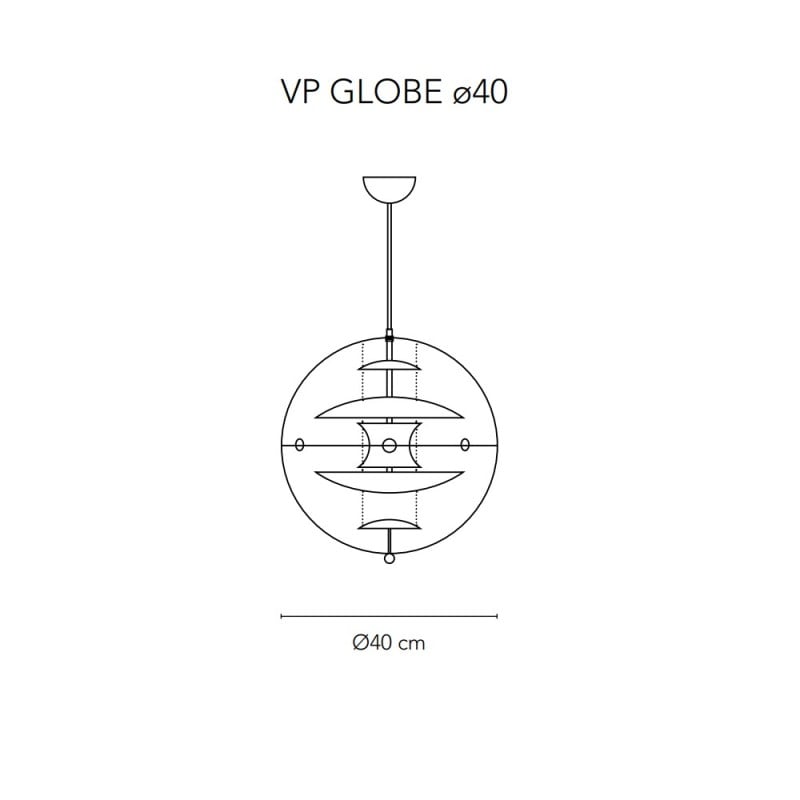 Specification image for Verpan VP Globe Coloured Glass Pendant