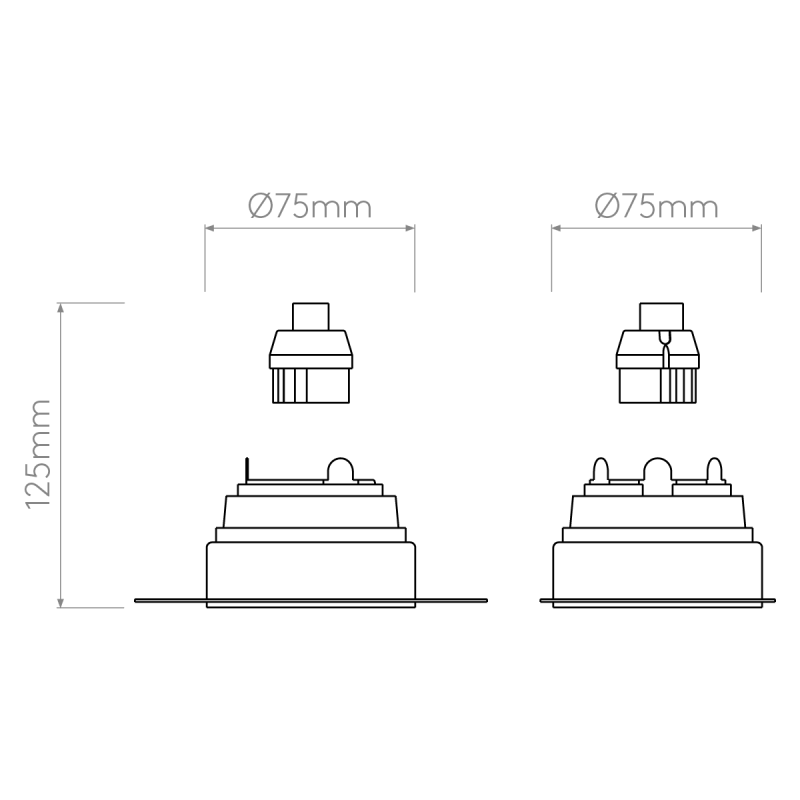 Specification image for Trimless Slimline Round Adjustable Fire-Rated Recessed Light