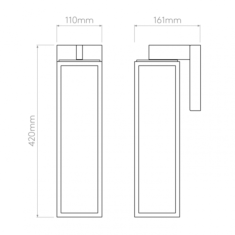 Specification image for Astro Harvard Lantern Outdoor Wall Light 