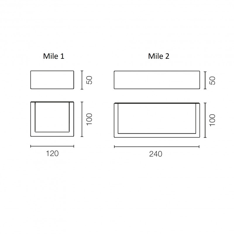 Specification image for Flos Mile Washer Up & Down LED Outdoor Wall Light