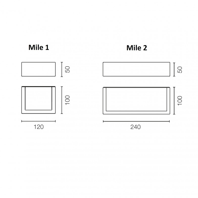 Specification image for Flos Mile Washer Up LED Outdoor Wall Light