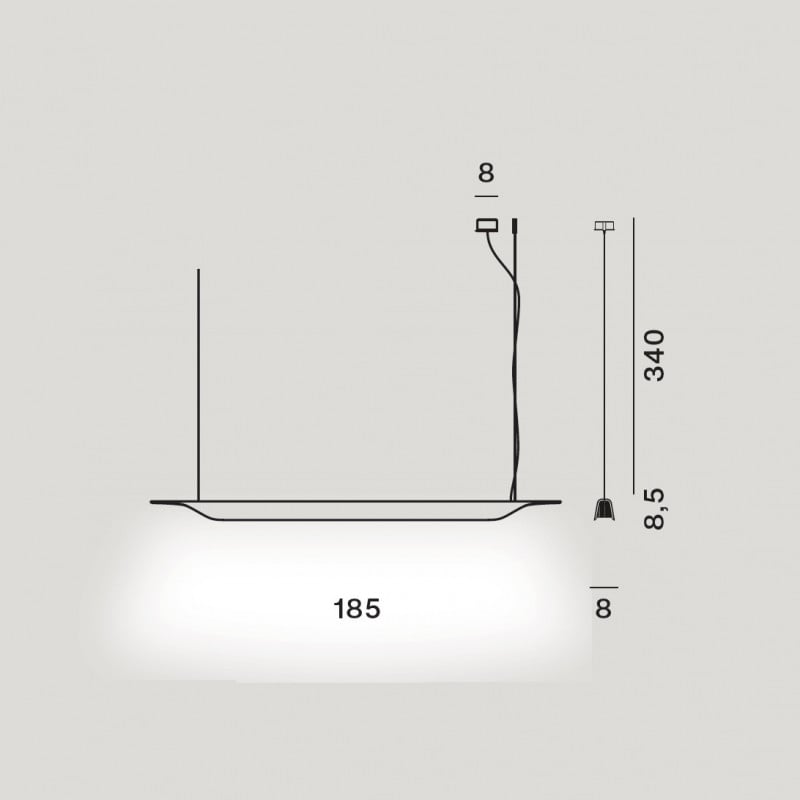 Specification image for Foscarini Troag LED Suspension