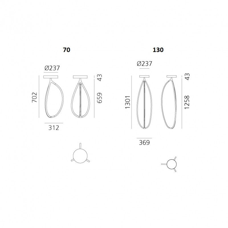 Specification image for Artemide Arrival LED Ceiling Light App Compatible