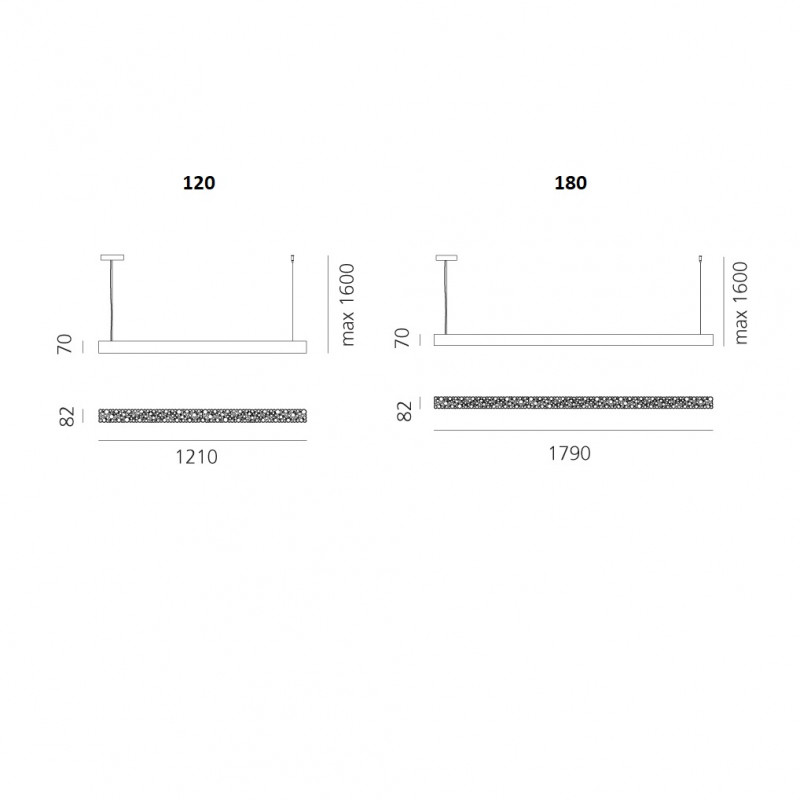 Specification image for Artemide Calipso Linear Standalone LED Suspension