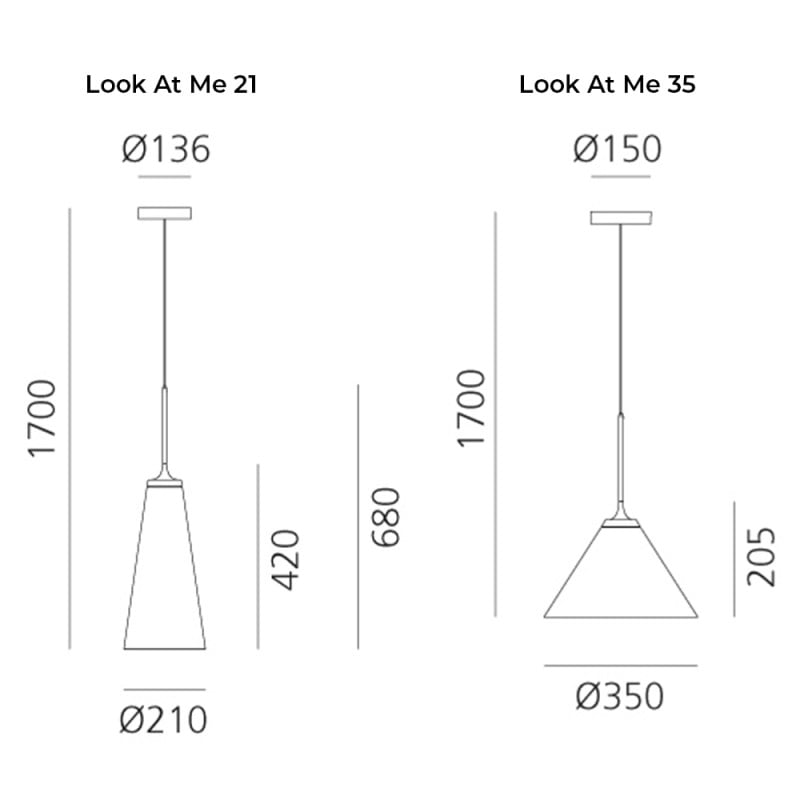 Specification Image for Artemide Look At Me LED Pendant Light