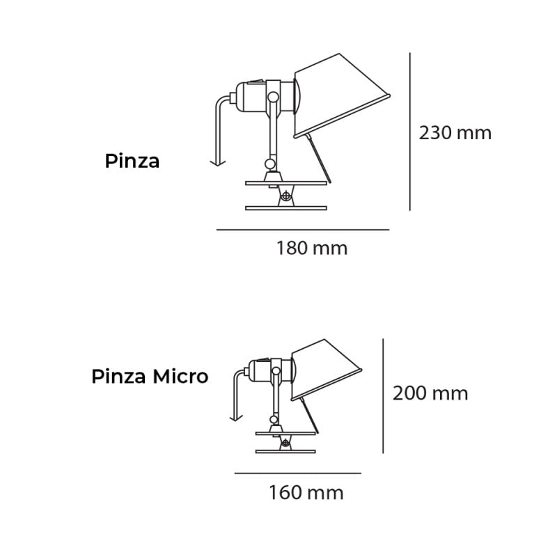 Specification Image for Artemide Tolomeo Pinza Clip-on Light