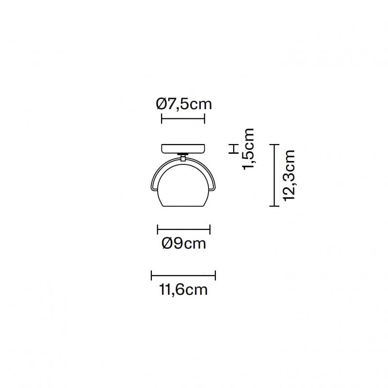 Specification Image for Fabbian Beluga Single Wall/Ceiling Light