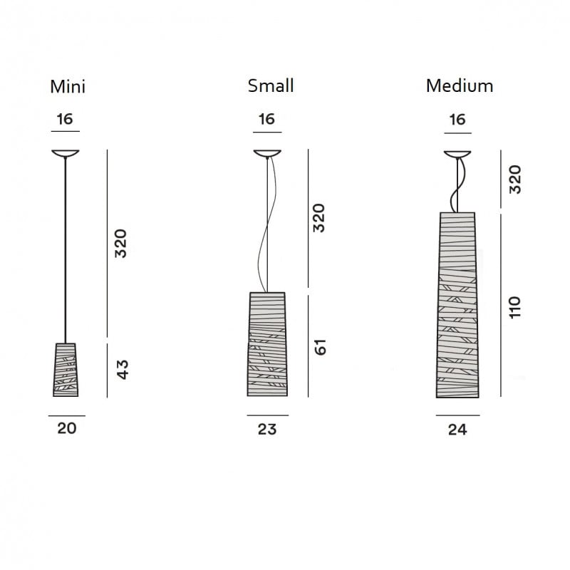 Specification image for Foscarini Tress Pendant 