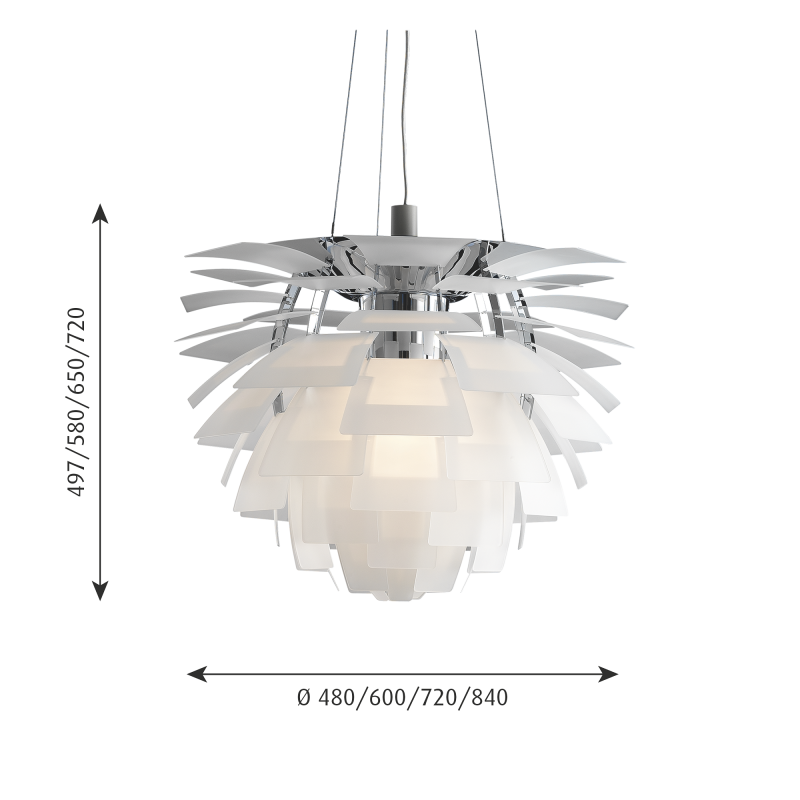 Specification image for Louis Poulsen PH Artichoke Glass Pendant 