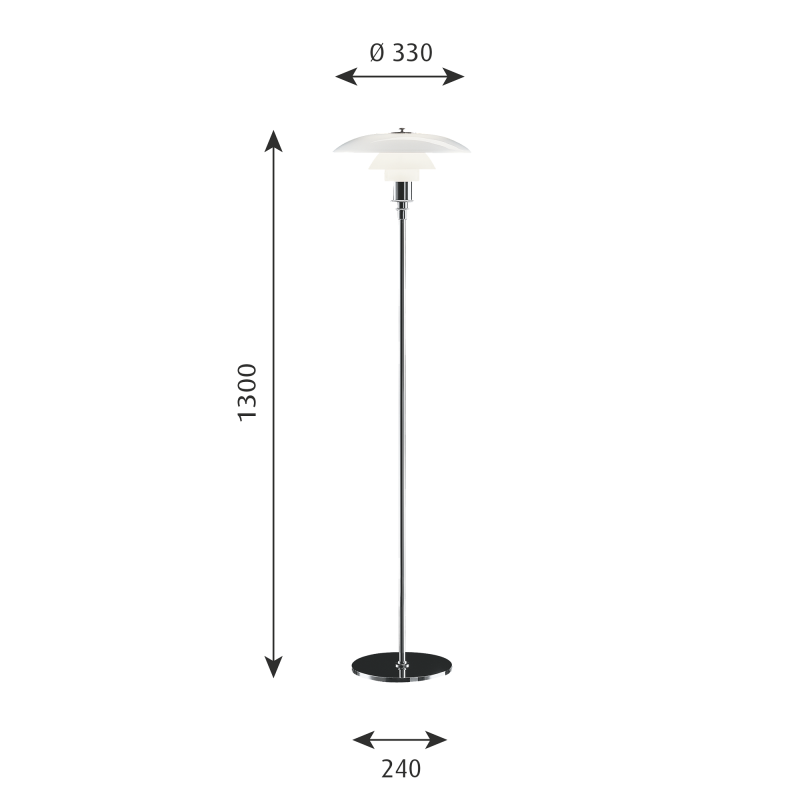 Specification image for Louis Poulsen PH 3½-2½ Glass Floor Lamp