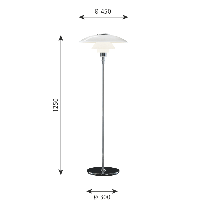 Specification image for Louis Poulsen PH 4½-3½ Glass Floor Lamp