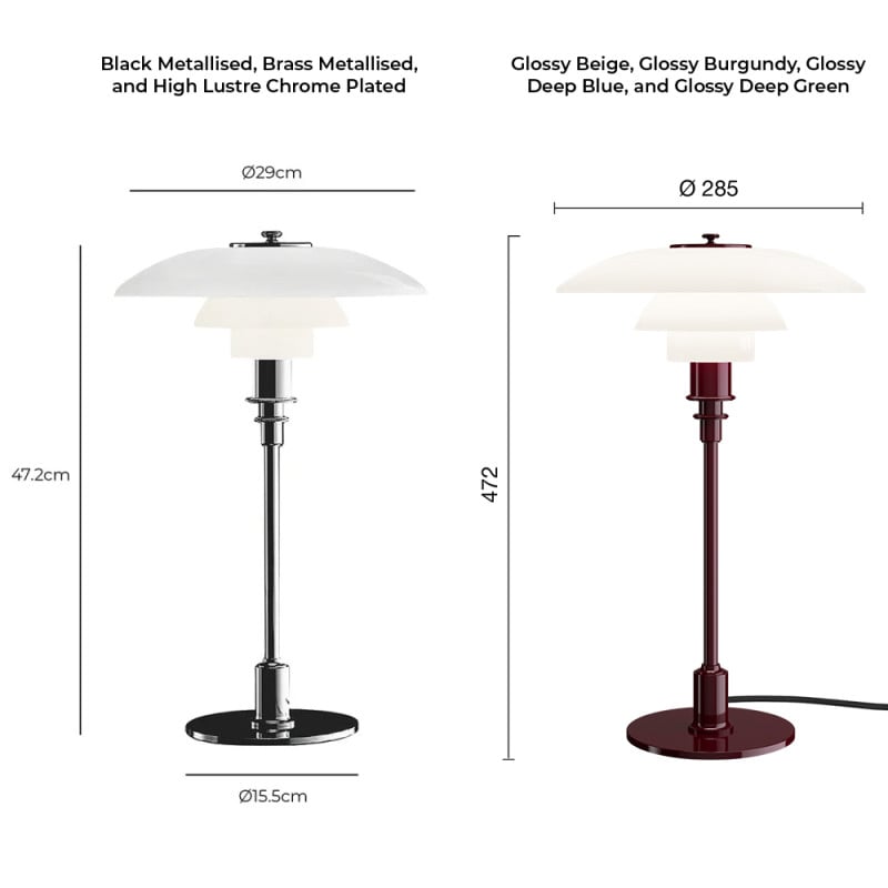 Specification Image for Louis Poulsen PH 3/2 Table Lamp