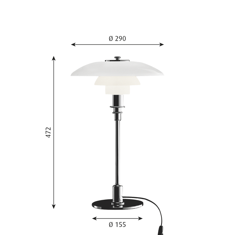 Specification image for Louis Poulsen PH 3/2 Table Lamp