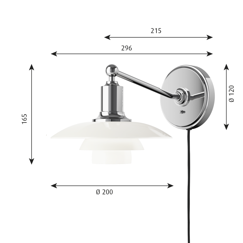 Specification image for Louis Poulsen PH 2/1 Wall Light