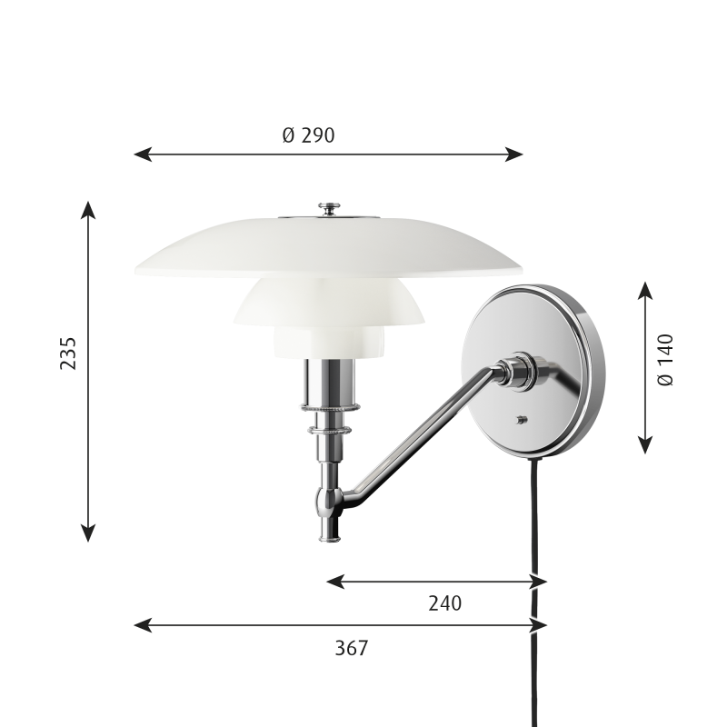 Specification image for Louis Poulsen PH 3/2 Wall Light