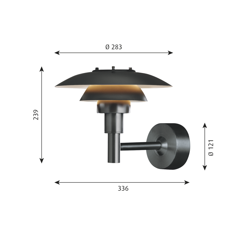 Specification image for Louis Poulsen PH 3-2½ Outdoor Wall Light