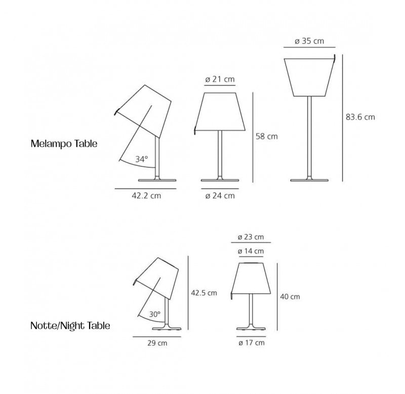 Specification image for Artemide Melampo Table Lamp