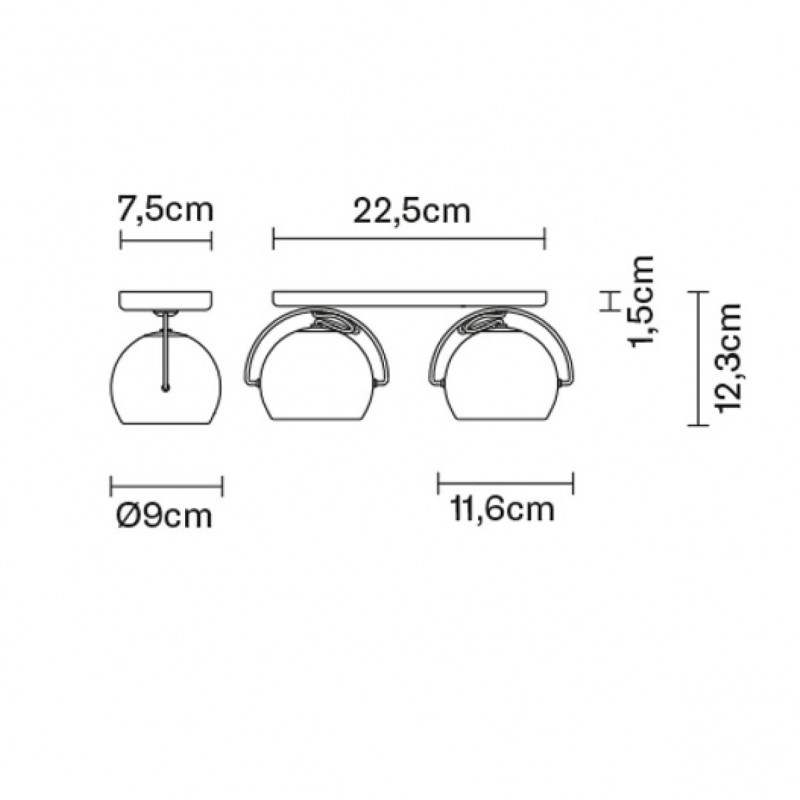 Specification Image for Fabbian Beluga Double Ceiling/Wall Light