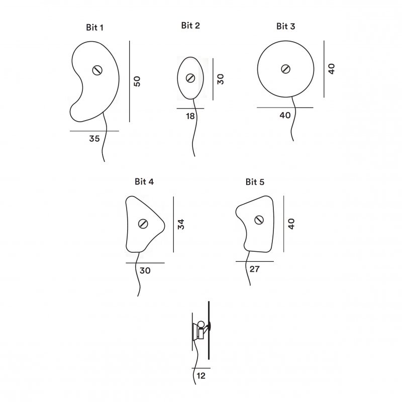 Specification image for Foscarini Bit Wall Light