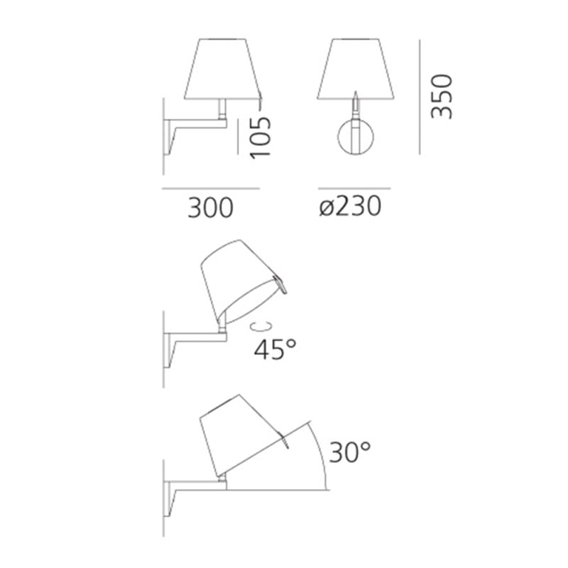 Specification Image for Artemide Melampo Wall Light