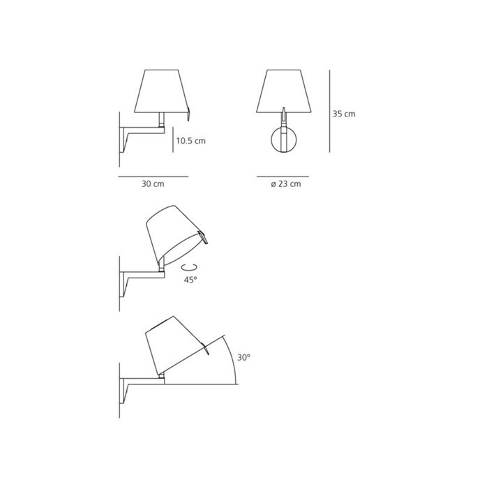 Specification image for Artemide Melampo Wall Light