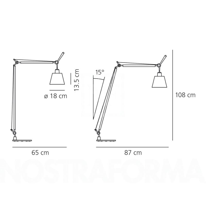 Specification image for Artemide Tolomeo Basculante Lettura Reading Floor Lamp