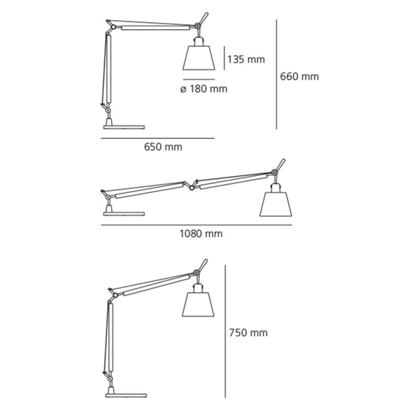 Specification Image for Artemide Tolomeo Basculante Table Lamp