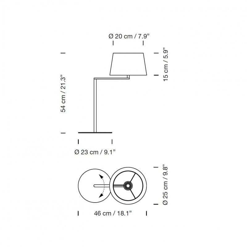 Specification image for Santa & Cole Americana Table Lamp