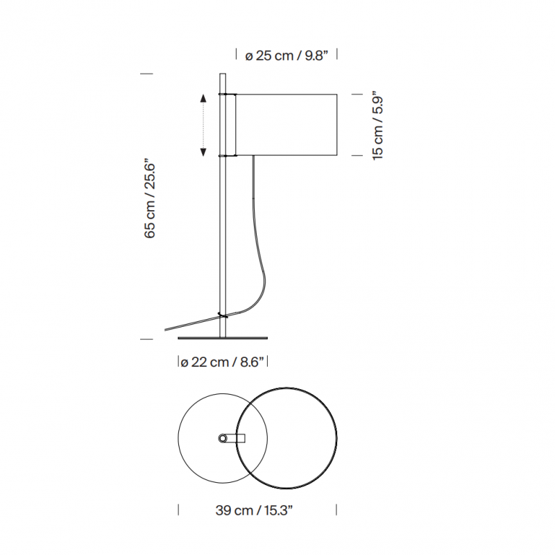 Specification image for Santa & Cole TMD Table Lamp