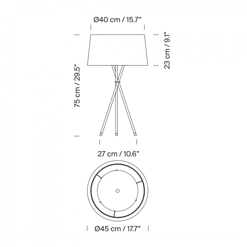 Specification image for Santa & Cole Tripode G6 Table Lamp