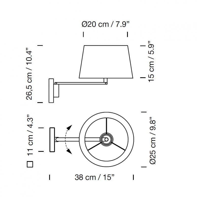 Specification image for Santa & Cole Americana Wall Light