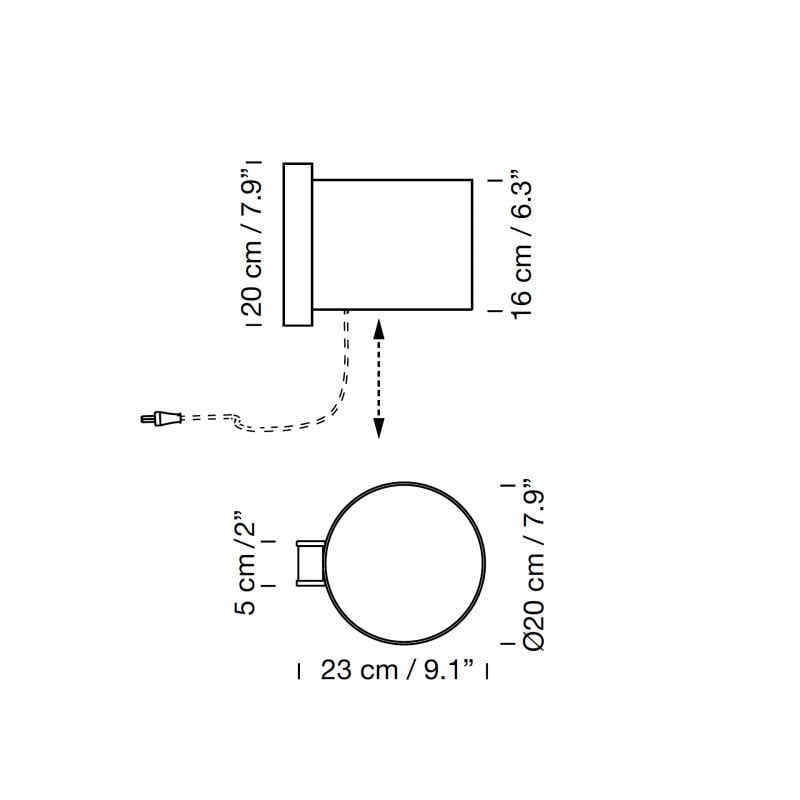 Specification image for Santa & Cole TMM Corto Wall Light