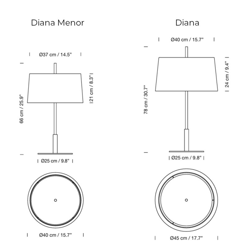 Specification image for Santa & Cole Diana Table Lamp