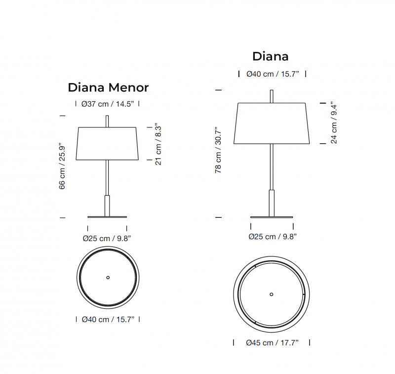 Specification image for Santa & Cole Diana Table Lamp