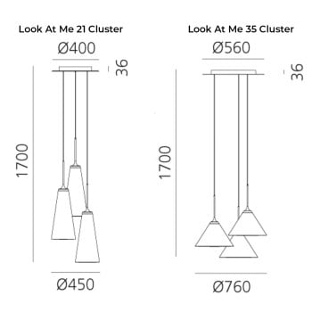 Specification Image for Artemide Look At Me LED Cluster Pendant Light