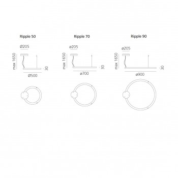 Specification image for Artemide Ripple LED Suspension