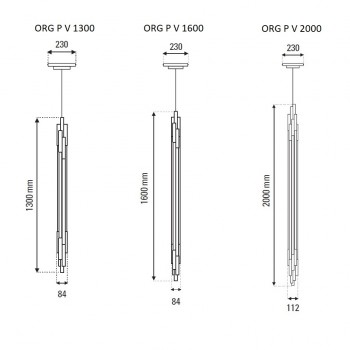 Specification image for DCW éditions ORG P Vertical LED Pendant