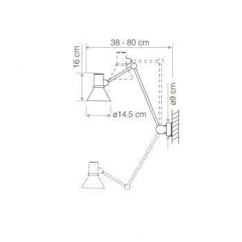 Specification image for Anglepoise Type 80 W3 Wall Light