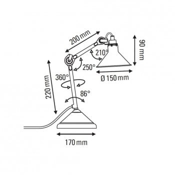 Specification image for DCW éditions Lampe Gras Nº207 Table Lamp